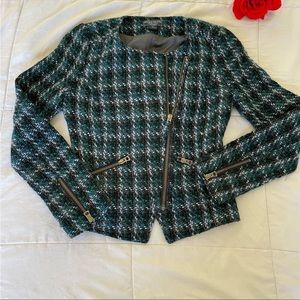 Lucky Brand Harper Tweed Moto Asymetrical Zip Jacket Size XS